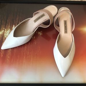 Zara basic: white and nude sling back kitten heels
